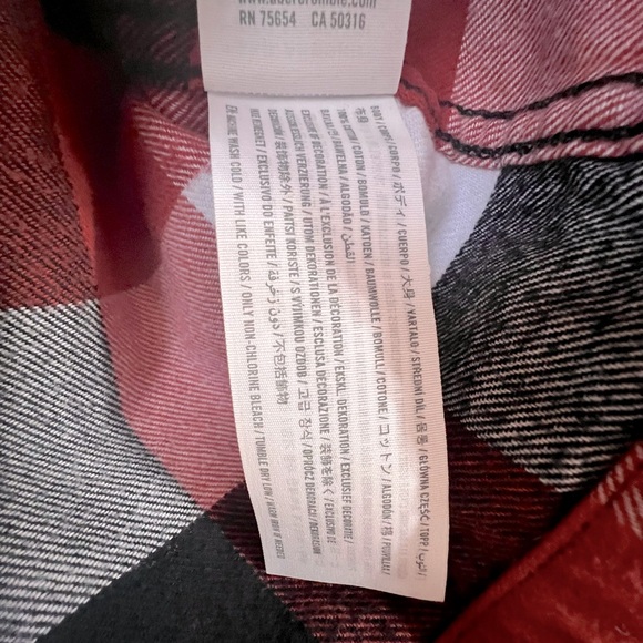 Hollister Men XL Burnt Orange White Black Plaid Thick Soft Flannel Button Shirt - Picture 11 of 14